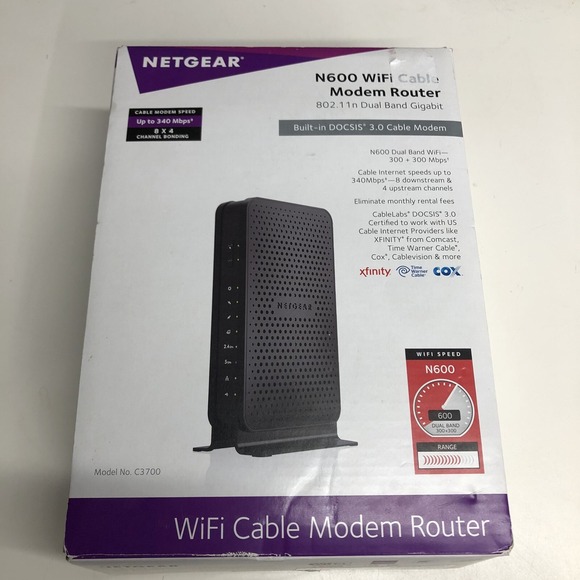 Netgear C3700 WiFi Cable Modem‎ Router N600, dOCSIS 3.0 Cable Modem - Picture 1 of 5